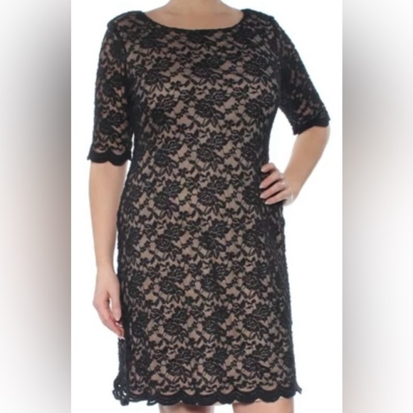 Connected Apparel Cocktail Black Lace Illusion Dress, NWT - Picture 9 of 9